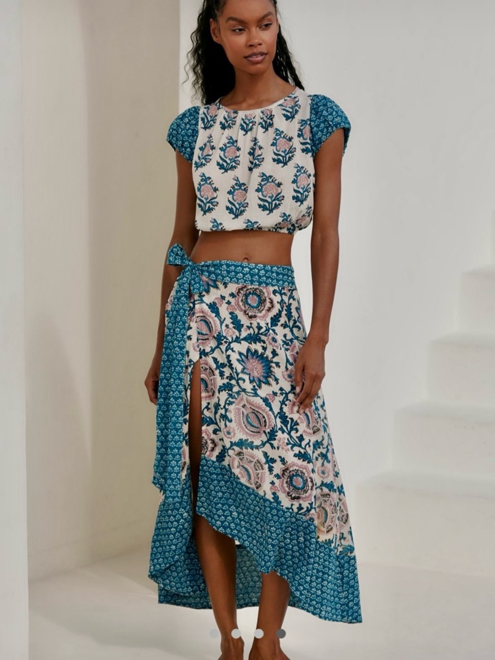 Celandine Wrap Skirt / Crop Top Set Size Small